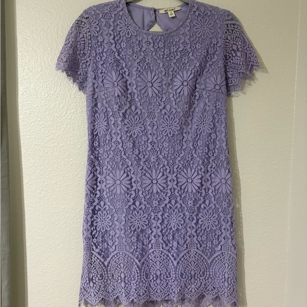 Francesca's Collections Lavender Lace Mini Dress